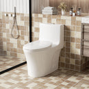 Elegant One Piece Toilet With Tornado Dual Flush, Siphonic S Trap 12", Soft Close Seat, Dual Flush, Ada Height, Glossy - Gloss White by HouseOfZazla