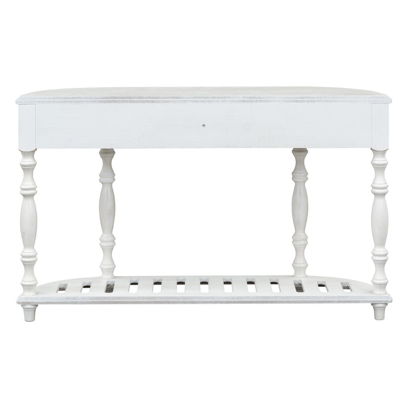 52"Modern and Contemporary Curved Console Table Sofa Table Entryway Table for Hallway Living Room Bedroom with 4 Drawers and 1 Shelf