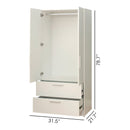 Emma Two-Door Wood Closet with Two Drawers and Hanging Bars