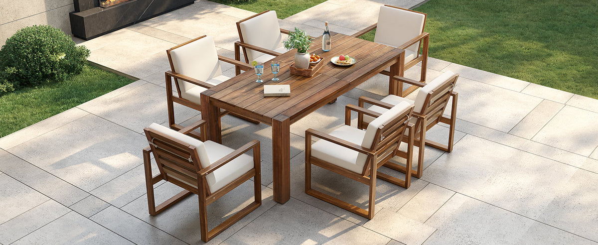 TREXM Patio Table and Chairs Set for 6 with Umbrella Hole, photo 5 of 10
