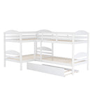 Twin L-Shaped Bunk Bed With Trundle - White by HouseOfZazla