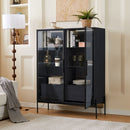 Modern Minimalist Style LED Curio Cabinet With Tempered Glass Door, Metal Legs by Unique Piece Furniture