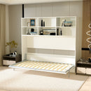 Mordern Design Twin Size Horizontal Murphy Bed With Shelf Storage For Bedroom Or Guestroom Wall Bed Space Saving Hidden Bed With New Style Gas Struts - White by HouseOfZazla