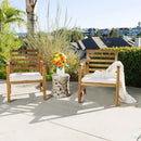Outdoor Acacia Wood Club Chairs, 2-Piece Set - Natural Stained / White by HouseOfZazla