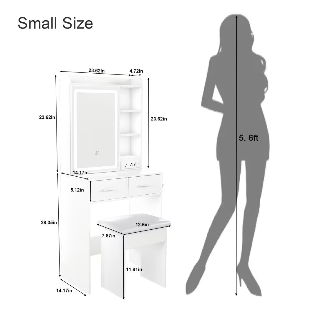 Small Makeup Vanity Desk with Mirror & LED Lights, photo 3 of 10