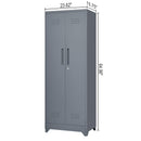 Heavy Duty Storage Cabinet With Locking Doors, Hanging Rod & Shelves, Broom Closet - Gray by HouseOfZazla