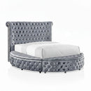Glam Button Tufted Wingback Round Bed With Storage And USB Ports by Unique Piece Furniture