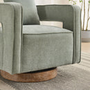 Swivel Accent Open Back Barrel Chair With Weathered Base by Unique Piece Furniture