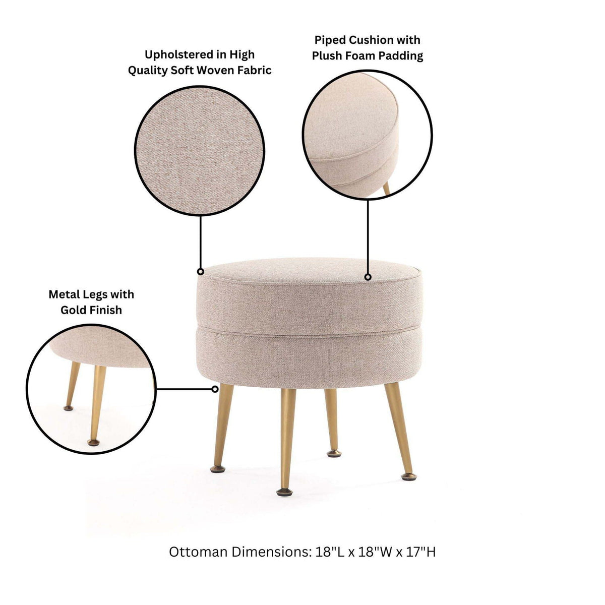 Bailey - Upholstered Accent Ottoman, photo 7 of 37