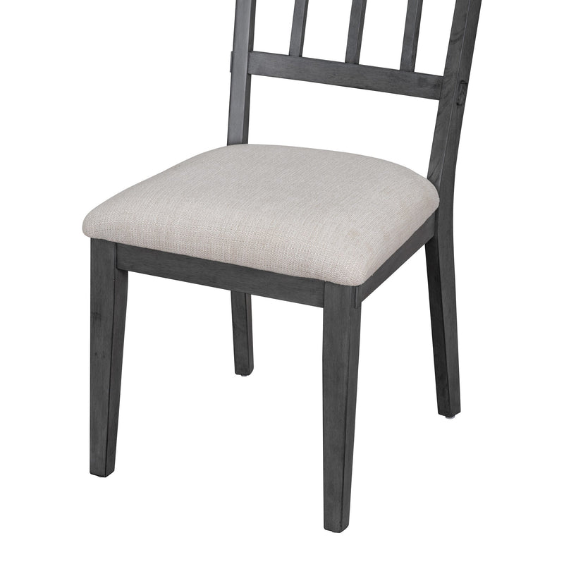 5-Piece Dining Table Set, 44" Round Dining Table with Curved Bench & Side Chairs for 4-5 People for Dining Room and Kitchen (Grey)