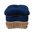 Ellen - Upholstered Clover Ottoman With Gold Bullion Fringe - Navy Blue by HouseOfZazla