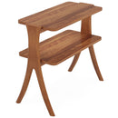 Narrow 2 Tier Side Slim Accent Table For Living Bedroom Or Entryway, Space Saving Furniture With Storage Shelf - Walnut by HouseOfZazla
