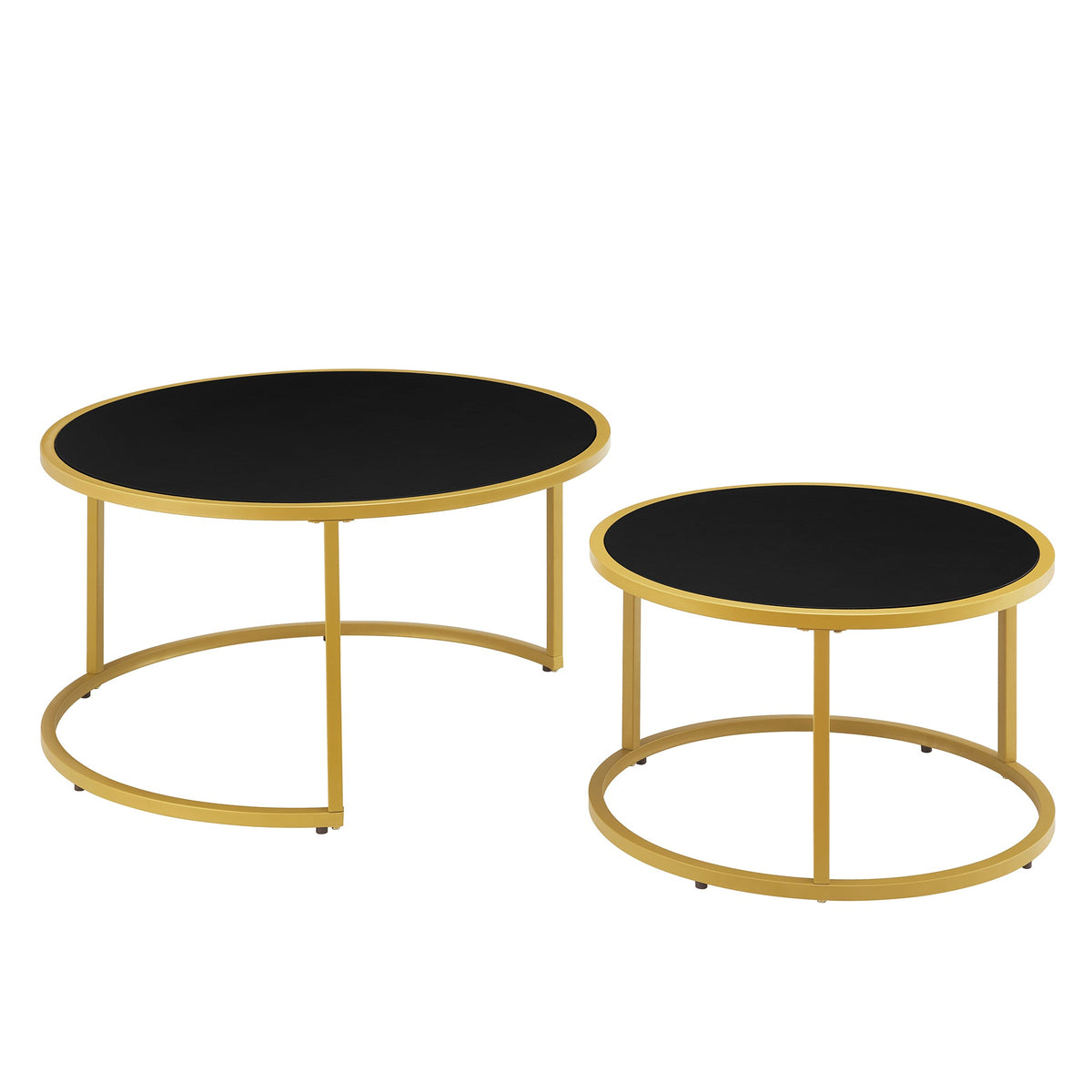 Modern Faux Leather Nesting Round Coffee Table Set of 2, photo 4 of 6