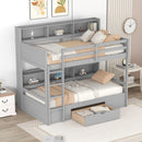 Twin Size Bunk Bed With Built-In Shelves Beside Both Upper And Down Bed And Storage Drawer by HouseOfZazla