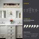 35" Rustic 5-Light Vanity Light, Industrial Bathroom Lighting Fixture