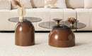 Nesting Coffee Table Set of 2 with Glass Desktop in Walnut by HouseOfZazla