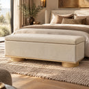 Modern 50" Oatmeal Upholstered Storage Bench