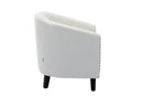 accent Barrel chair living room chair with nailheads and solid wood legs white pu leather