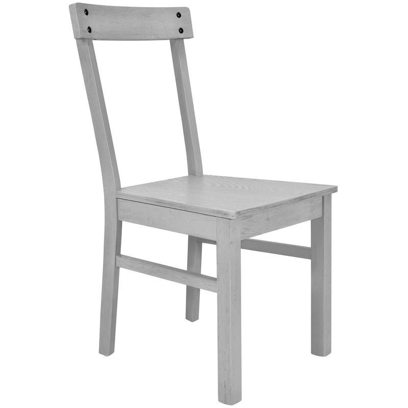 5-Piece Rustic Round Pedestal Extendable Dining Table Set with 15.7" Removable Leaf and Simple Dining Chirs for Small Places, Gray