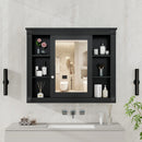 Wall-Mounted Bathroom Storage Cabinet With Mirror, 6 Open Shelves - Black by Unique Piece Furniture