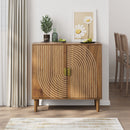 Buffet Cabinet With Line Groove Design, Sideboard Buffet Cabinet With Storage, Multifunctional Accent Cabinet For Living Room, Entryway, Hallway, Office, Kitchen - Brown