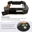 Spa Surround Spa Frame Quadrilateral Outdoor Rattan Sectional Sofa Set With Mini Sofa, Wooden Seats And Storage Spaces by Unique Piece Furniture