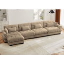 Modern Sectional Sofa With Ottoman, Round Bolster Armrests, Waist And Throw Pillows by HouseOfZazla