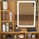 Vanity Table With LED Mirror, Power Outlet, Hairdryer Holder & Padded Stool by HouseOfZazla