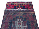 2' 9" X 4' 7" Vintage Handmade Tribal Wool Rug Balouchi Rug Afghan Rug Red Beige