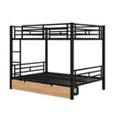 Full Size Convertible Bunk Bed With 2 Drawers Durable - Black by HouseOfZazla