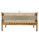 Outdoor Acacia Wood Loveseat with Diamond Rope Weave & Cushions, Teak Finish by HouseOfZazla