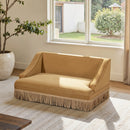 Duchess 33' Medium Princess Pet Bed Sofa with Fringe Skirt, Gold Yellow Performance Velvet