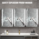 60x30 Inch LED Bathroom Medicine Cabinet Surface Mount Double Door Lighted Medicine Cabinet, Medicine Cabinets for Bathroom with Mirror Defogging, Dimmer Black