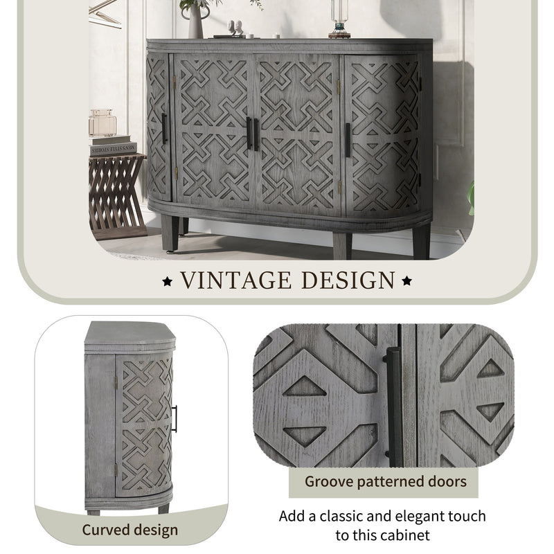 Accent Storage Cabinet Sideboard Wooden Cabinet with Antique Pattern Doors for Hallway, Entryway, Living Room, Bedroom