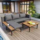 Luxury L-Shaped Acacia Wood Outdoor Sectional Sofa Set by HouseOfZazla