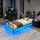 Twin Size Gaming Bed with Rotating TV Mount and LED Lighting by HouseOfZazla