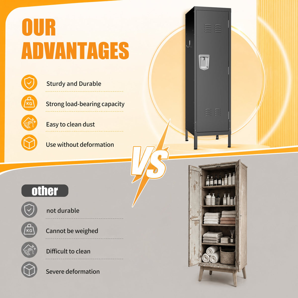 55-Inch Tall Metal Wardrobe Cabinet, photo 9 of 10