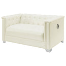 Earline - Upholstered Track Arm Loveseat - White