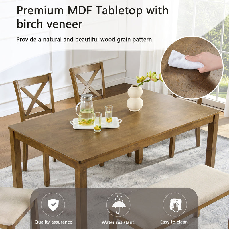 Oak Finish 6-Piece Dining Table Set, photo 4 of 10