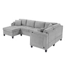 U Shaped Sectional Sofa, Corner Living Room Couch With Built In Cup Holders, Storage, USB Ports by HouseOfZazla