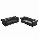 Chesterfield 3 And 3 Seater Sofa Set High Tech Fabric Roll Armrest Upholstered Couch by HouseOfZazla