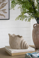 11.5x7x7' Sand and Cement Nautilus Shell Planter with Textured Beige Finish by HouseOfZazla
