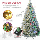 HOMCOM 7.5ft Tall Prelit Artificial Christmas Tree