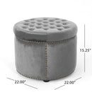 Elegant Round Ottoman Footstool With Studded Rim by HouseOfZazla