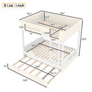 Full Bunk Bed with Trundle, Wood Bunk Bed Frame with Bookshelf