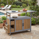 54.33" Farmhouse Rolling Outdoor Kitchen Cart