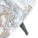 A modern minimalist circular dining table with a diameter of 40 inches, a 0.3 inch thick imitation marble pattern tabletop and black metal legs 40 'x 40' x 30 'DT-1164