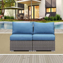 Armless Patio Sofa Set, With UV Resistant Frame And Waterproof Cushions - Blue / Brown by HouseOfZazla