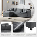 Modular Sectional With Deep And Wide Seat, Cloud Couch Set With Double Cushions Sofa With Movable Ottoman by HouseOfZazla