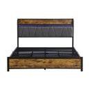 Contemporary Bed Frame With Storage Headboard, Charging Station, LED Lights by Unique Piece Furniture